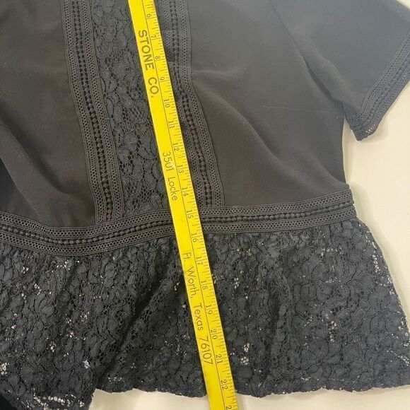 Pink‎ Owl Apparel Black Lace Peplum Blouse, Size Large - Picture 10 of 12